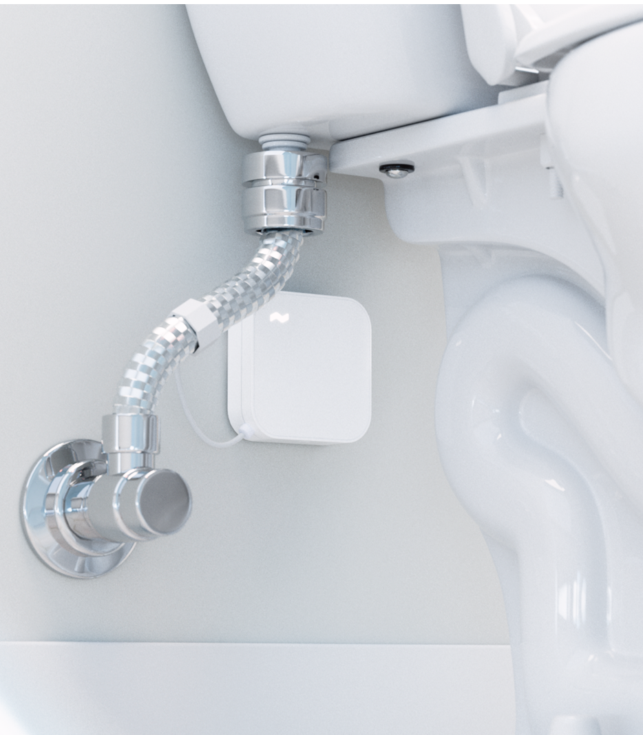 Runwise toilet sensor installed on supply line